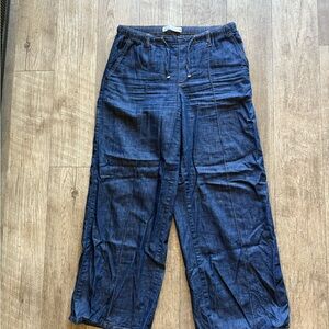 Zara Wide-Leg Linen Denim Pants